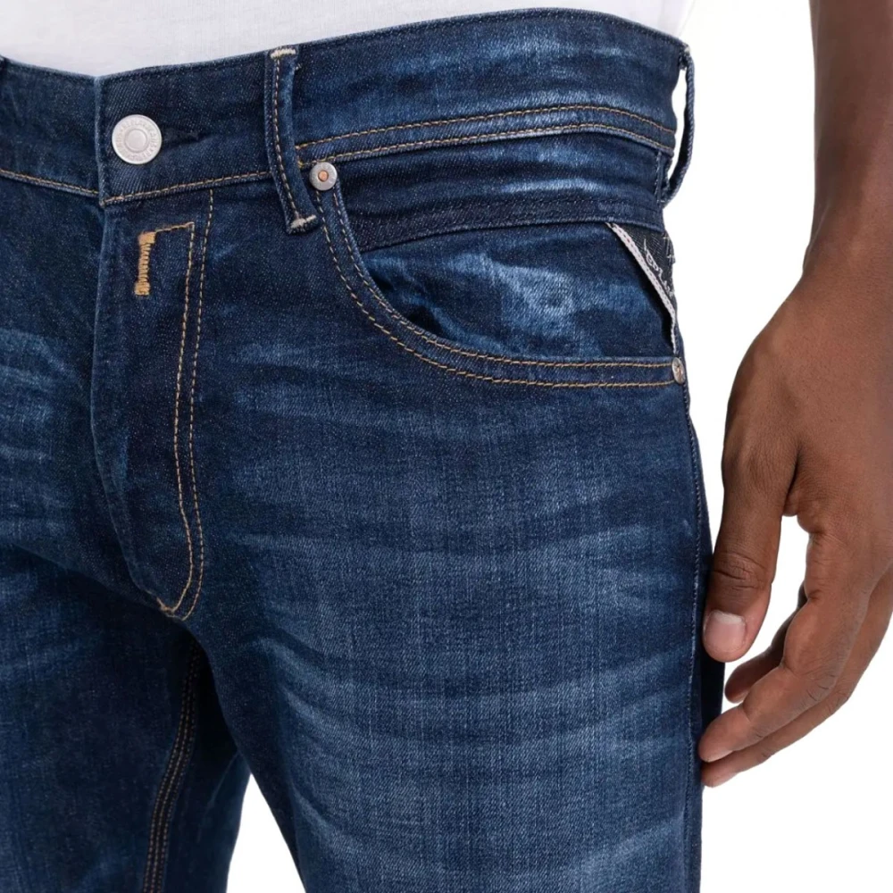 Replay Regular Slim Jeans Donkerblauw Blue Heren
