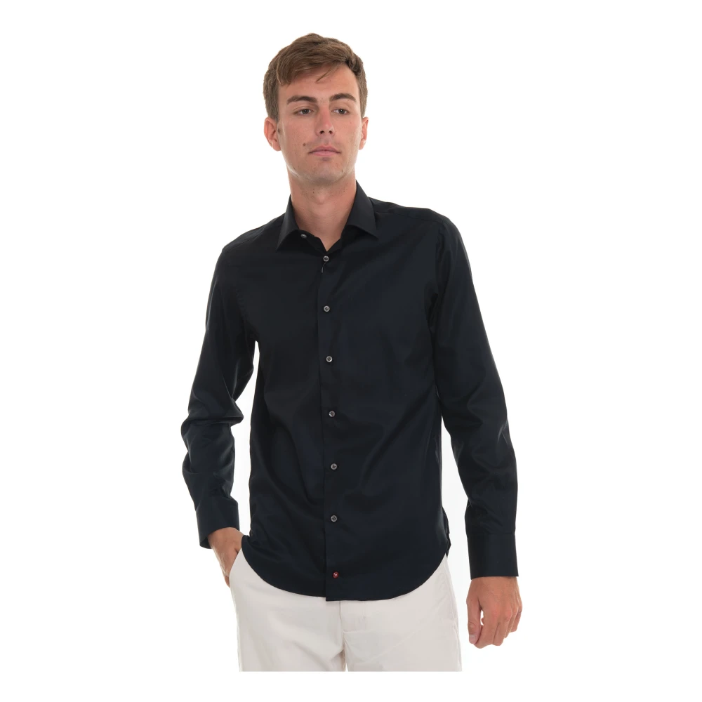 Càrrel Effen Overhemd Slim Fit Black Heren