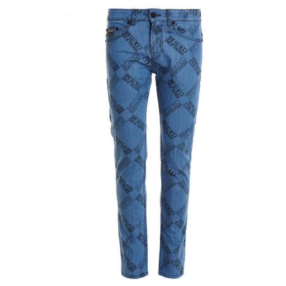 Versace Jeans Couture Smalle Dundee Denim Jeans met Logo Blue Heren