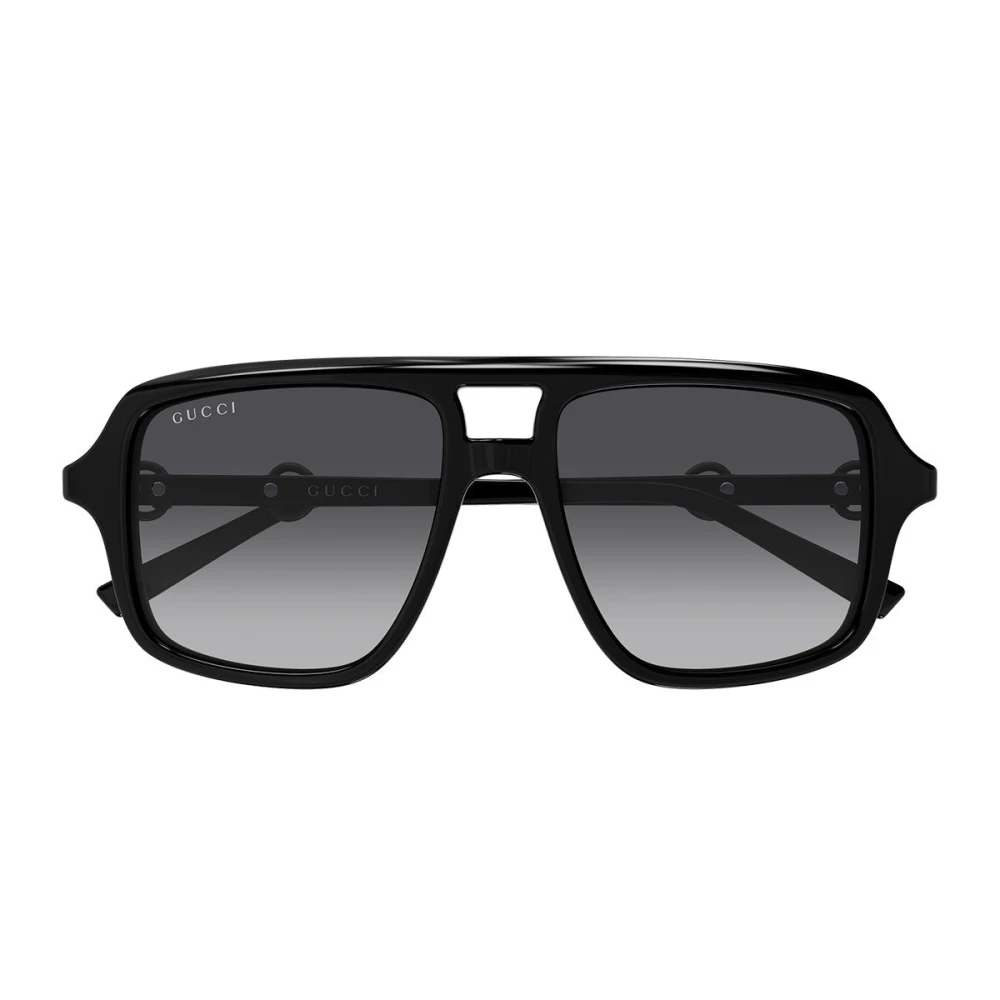 Gucci Black Sunglasses, Unisex, 55 Mm, Pilot Sunglasses