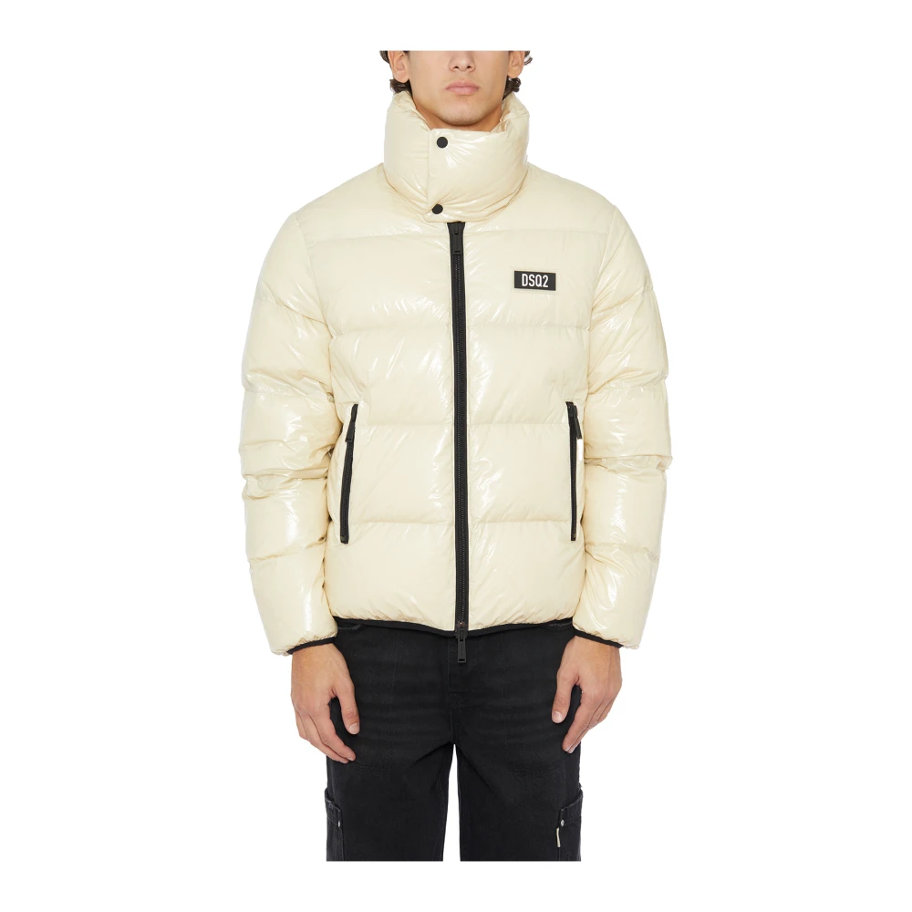 Dsquared2 Hoge Nek Pufferjas Beige Heren
