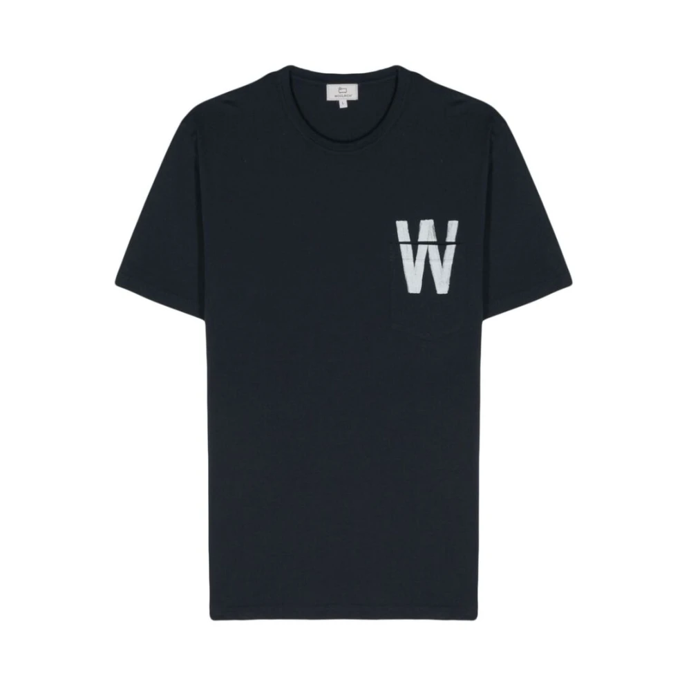 Woolrich T-shirt met grafische print in Stille Oceaan blauw Blue Heren