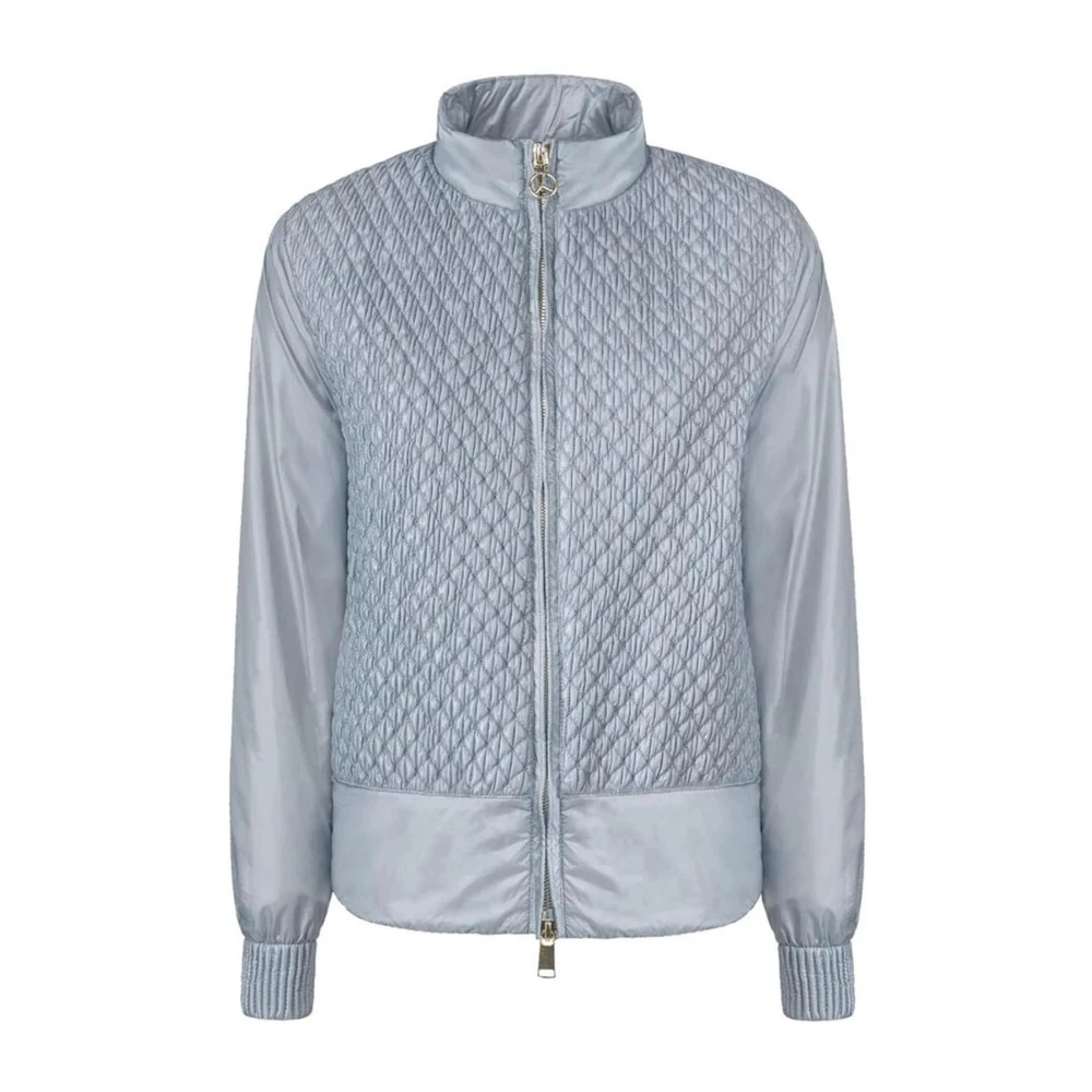 People of Shibuya Lichtblauwe Gewatteerde Geruite Nylon Jas Blue Dames
