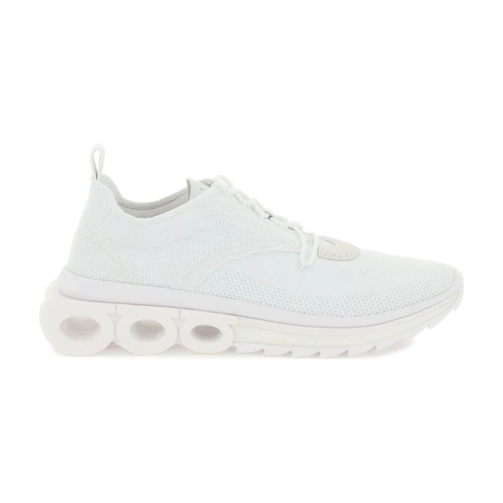 Ferragamo Running Sneakers met Mesh en Leren Inzetstukken Heren Schoenen Wit