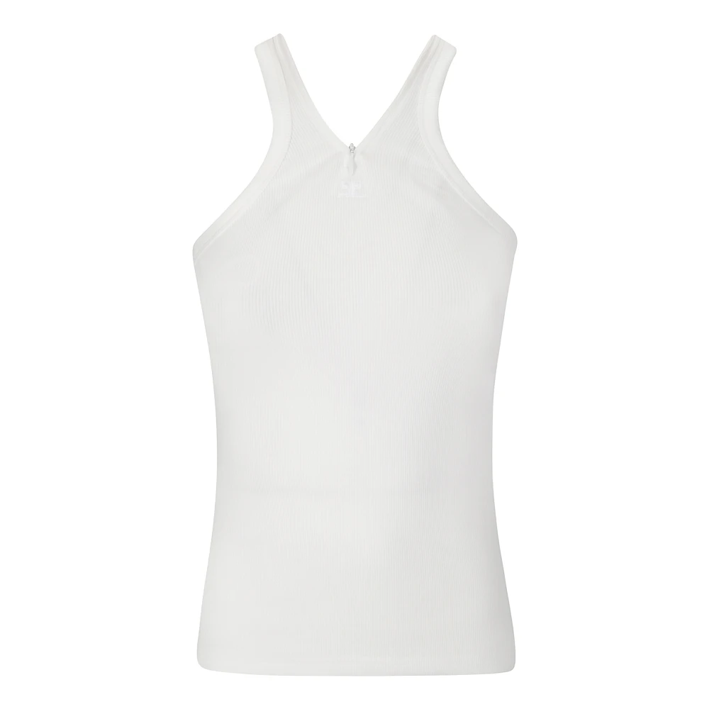Courrèges Rib Tank Top met kruisbandjes White Dames