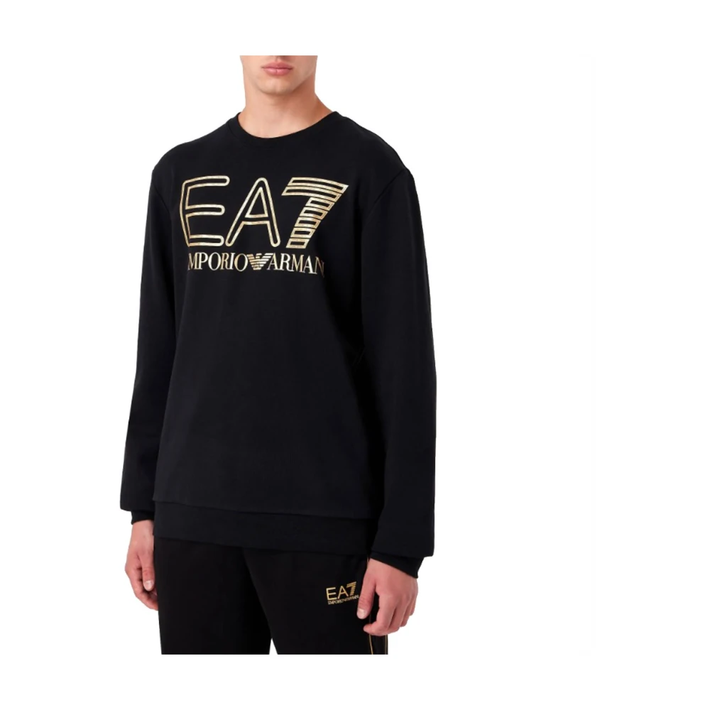 Emporio Armani EA7 Contrast Logo Crew-Neck Sweatshirt Black Heren