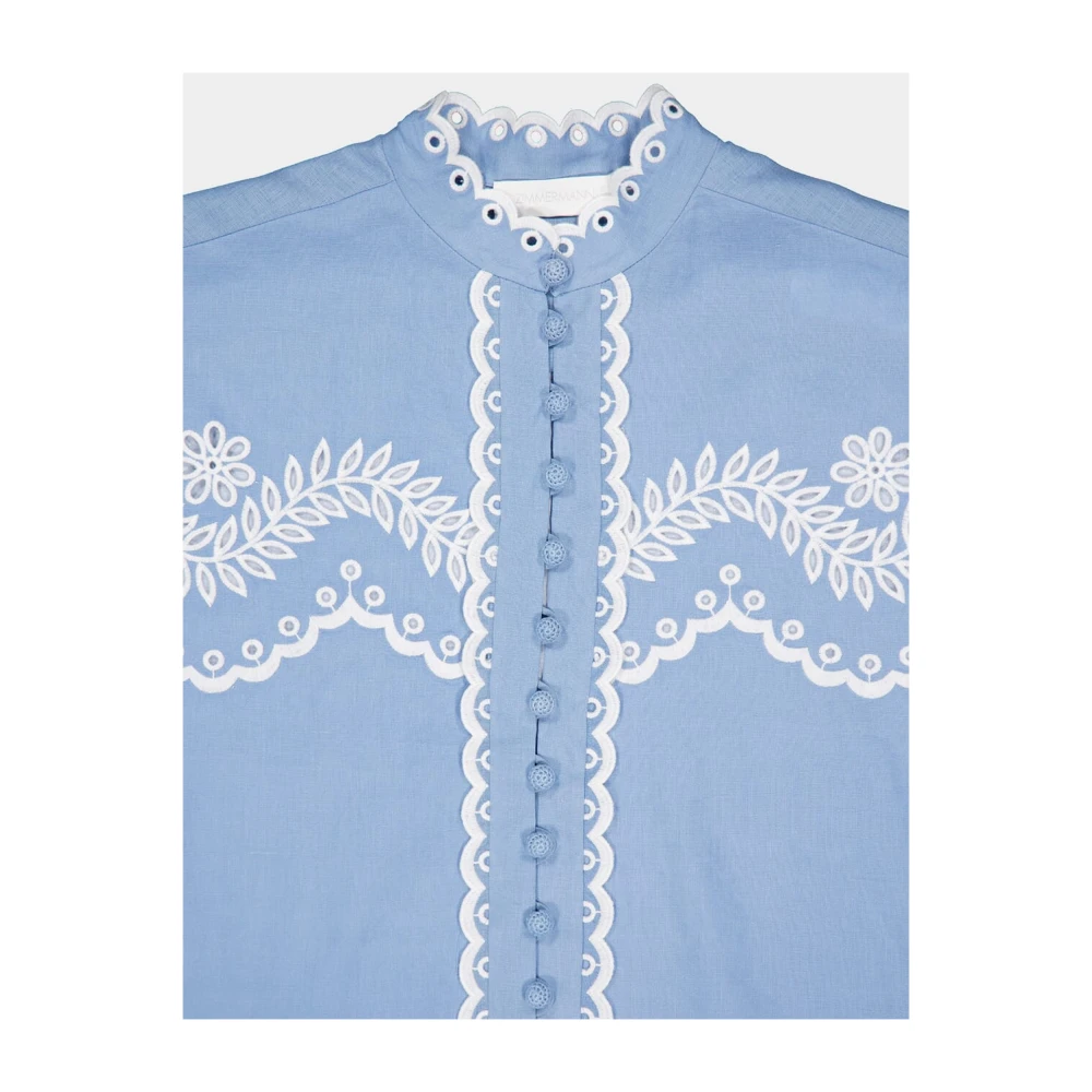 Zimmermann Sereen Blauw Geborduurde Blouse Blue Dames