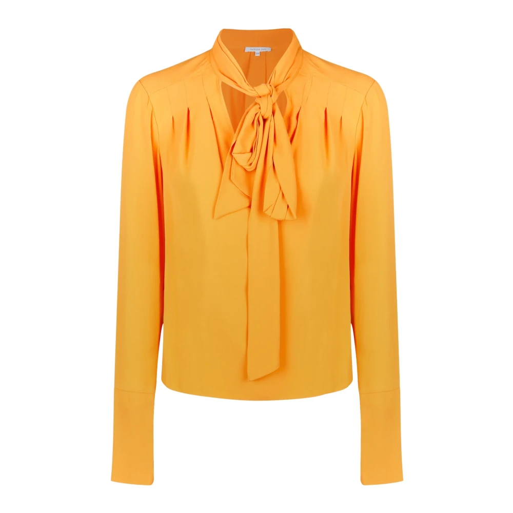 PATRIZIA PEPE Gele Oker V-Hals Blouse Orange Dames