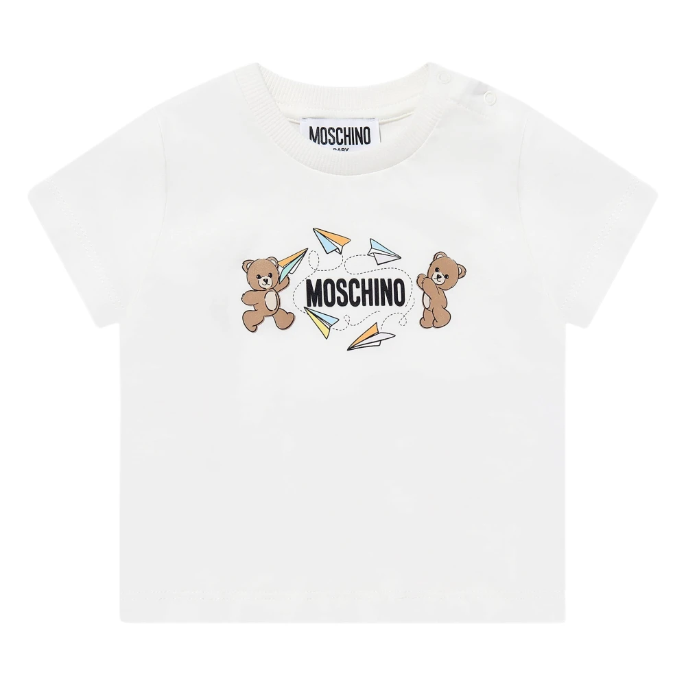 Moschino Unisex Kids Beige Kids Short Sleeve T-Shirts, 6 M, Teddy Bear Logo T-Shirt