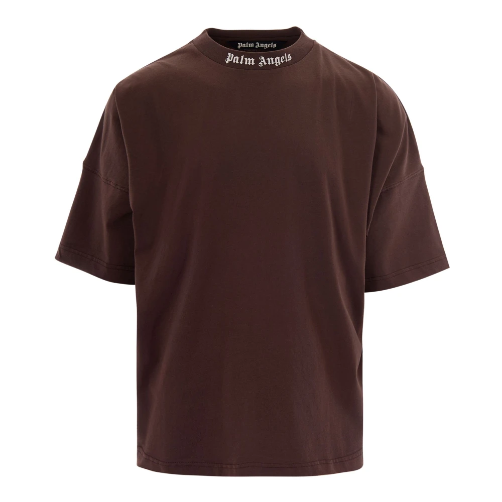Palm Angels Men's Brown T-Shirts, L, Classic Logo Over Tee
