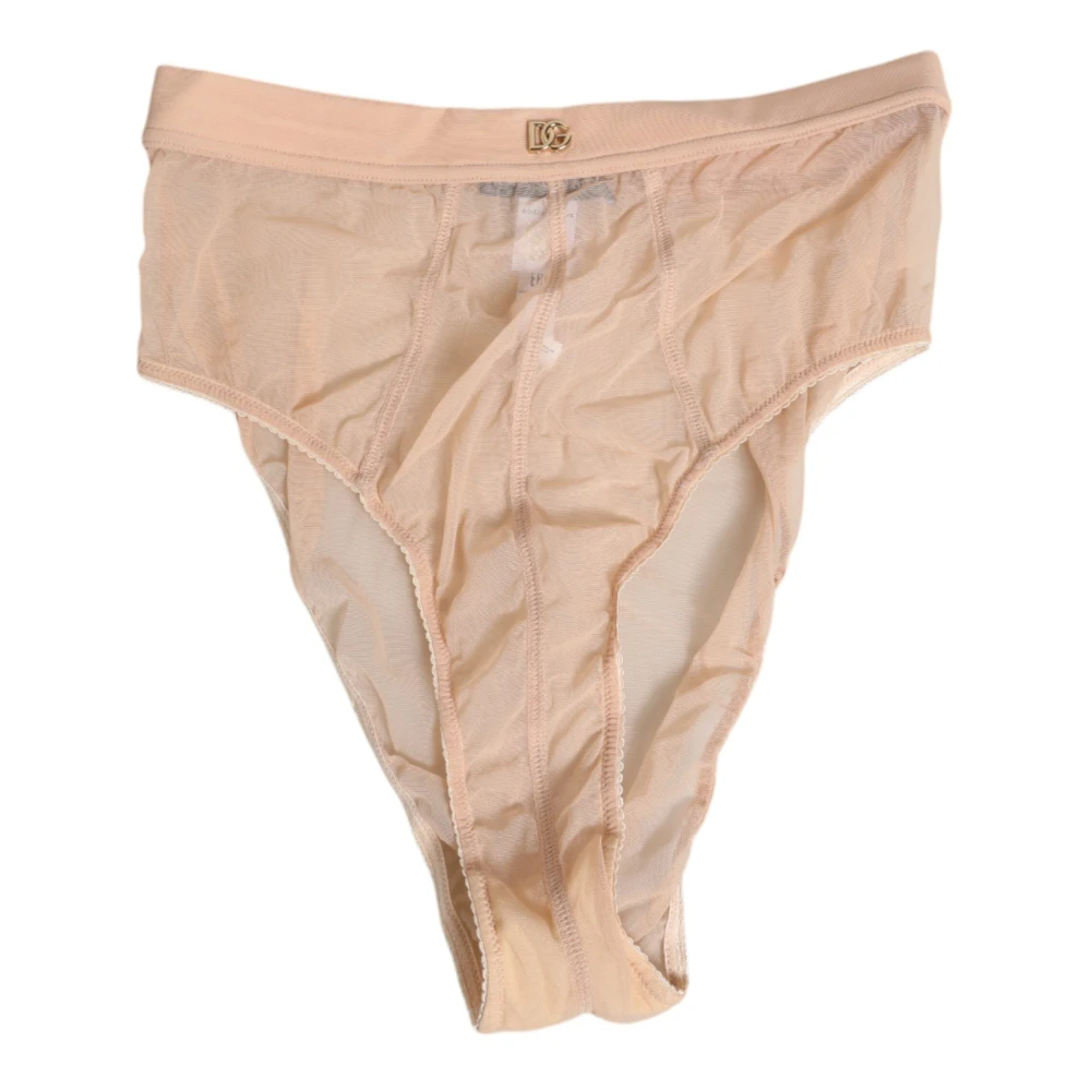 Dolce & Gabbana Donna Beige Sheer Mesh High-Waist Brief