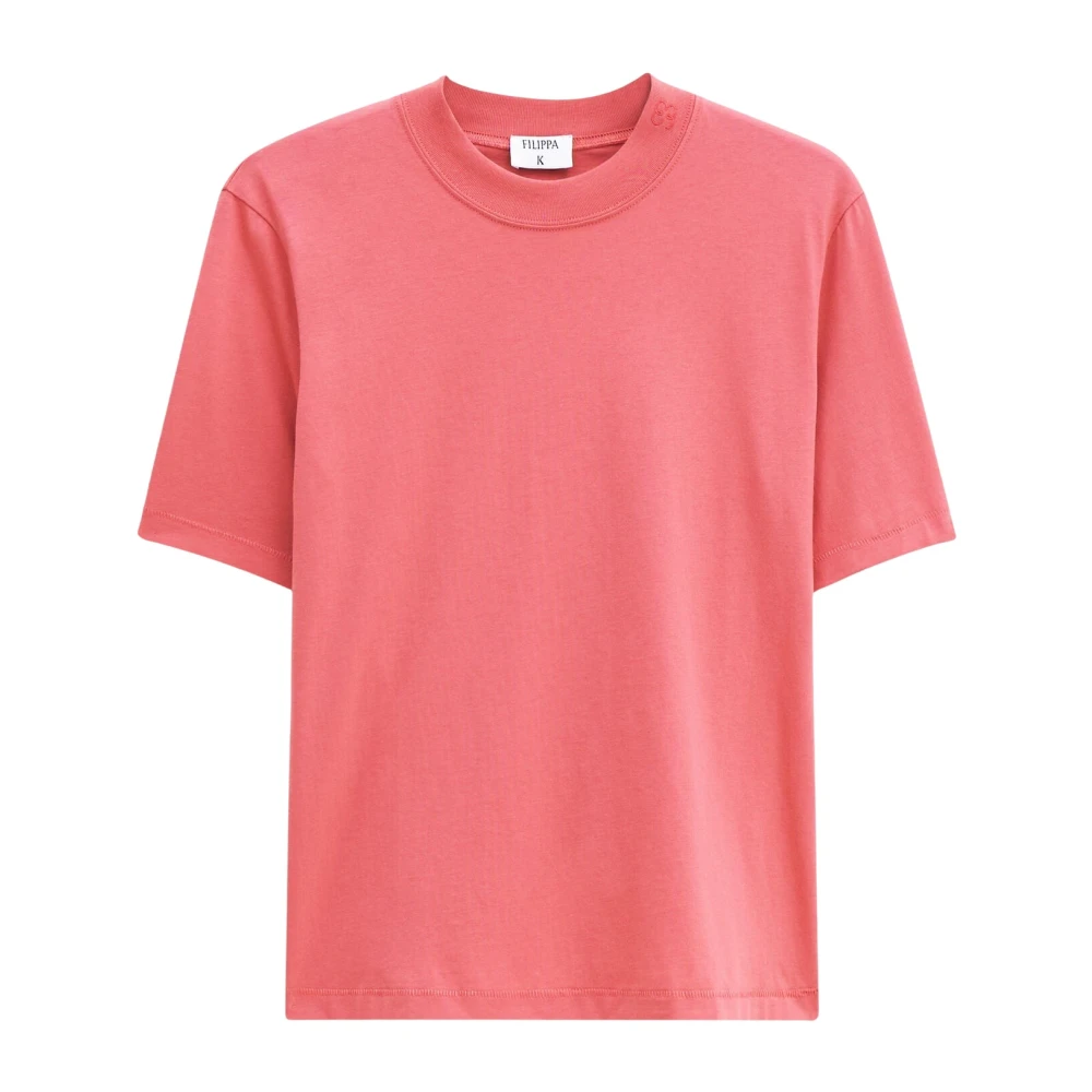 Filippa K Red Mock Neck T-Shirt With Modern Details - Female - T-Shirts - Xl - Tops