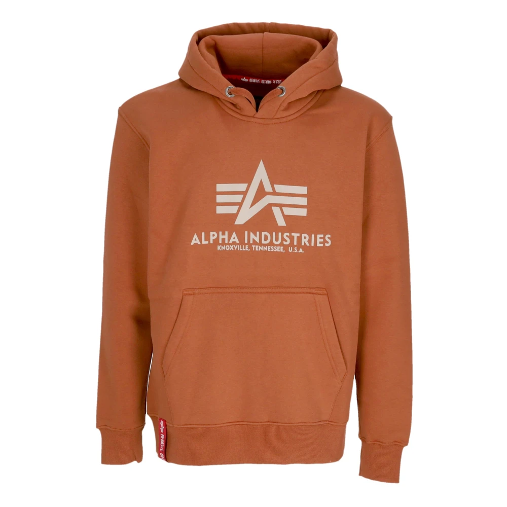 Alpha Industries Brown Hoodies, Male, S, Basic Hoodie In Hazel