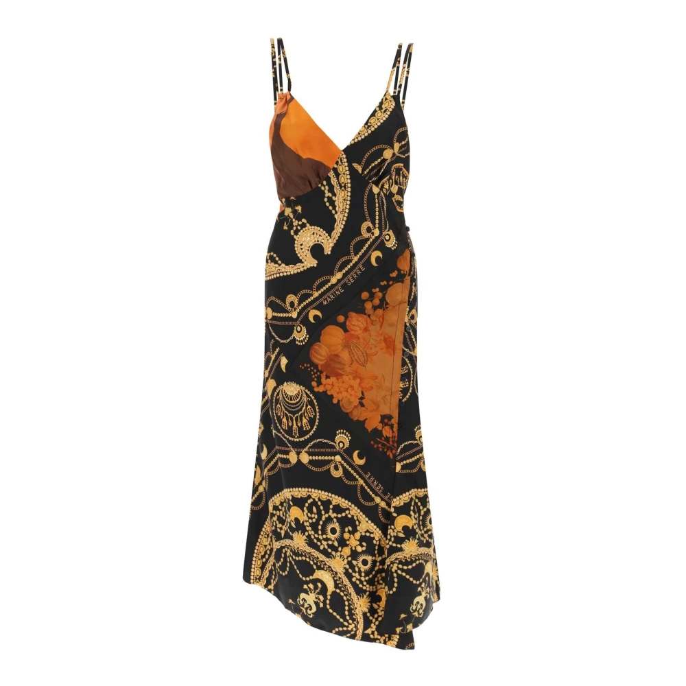 Marine Serre Women's Multicolor Midi Dresses, Xs, Printed Silk Midi Dress