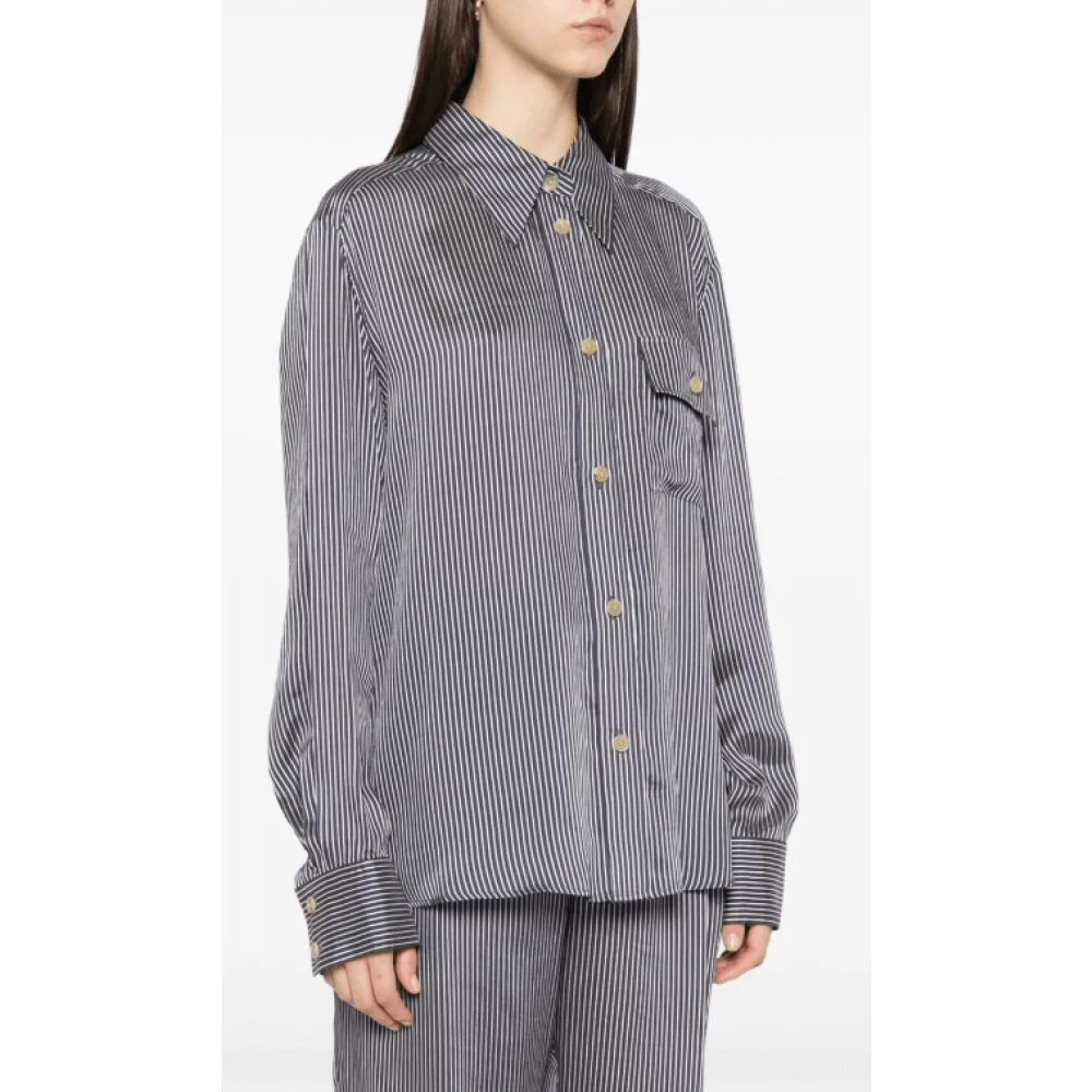 Khaite Navy Blue Button-Up Shirt Blue Dames