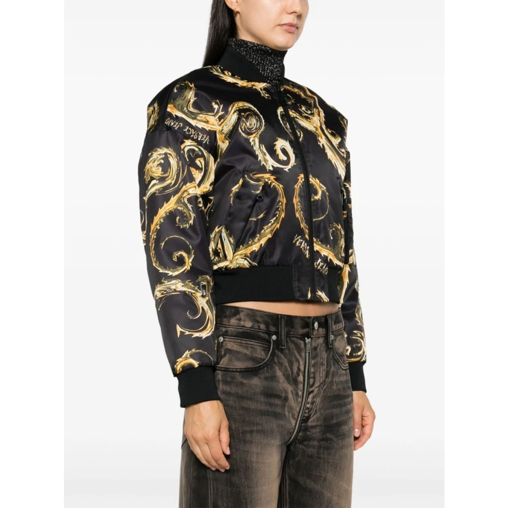 Versace Jeans Couture Zwarte Parka Wintermode Statement Multicolor Dames