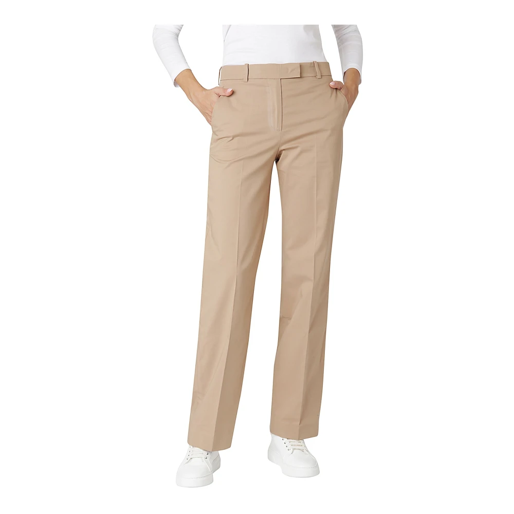 Eleventy Rechte Pijp Katoenen Lyocell Broek Brown Dames
