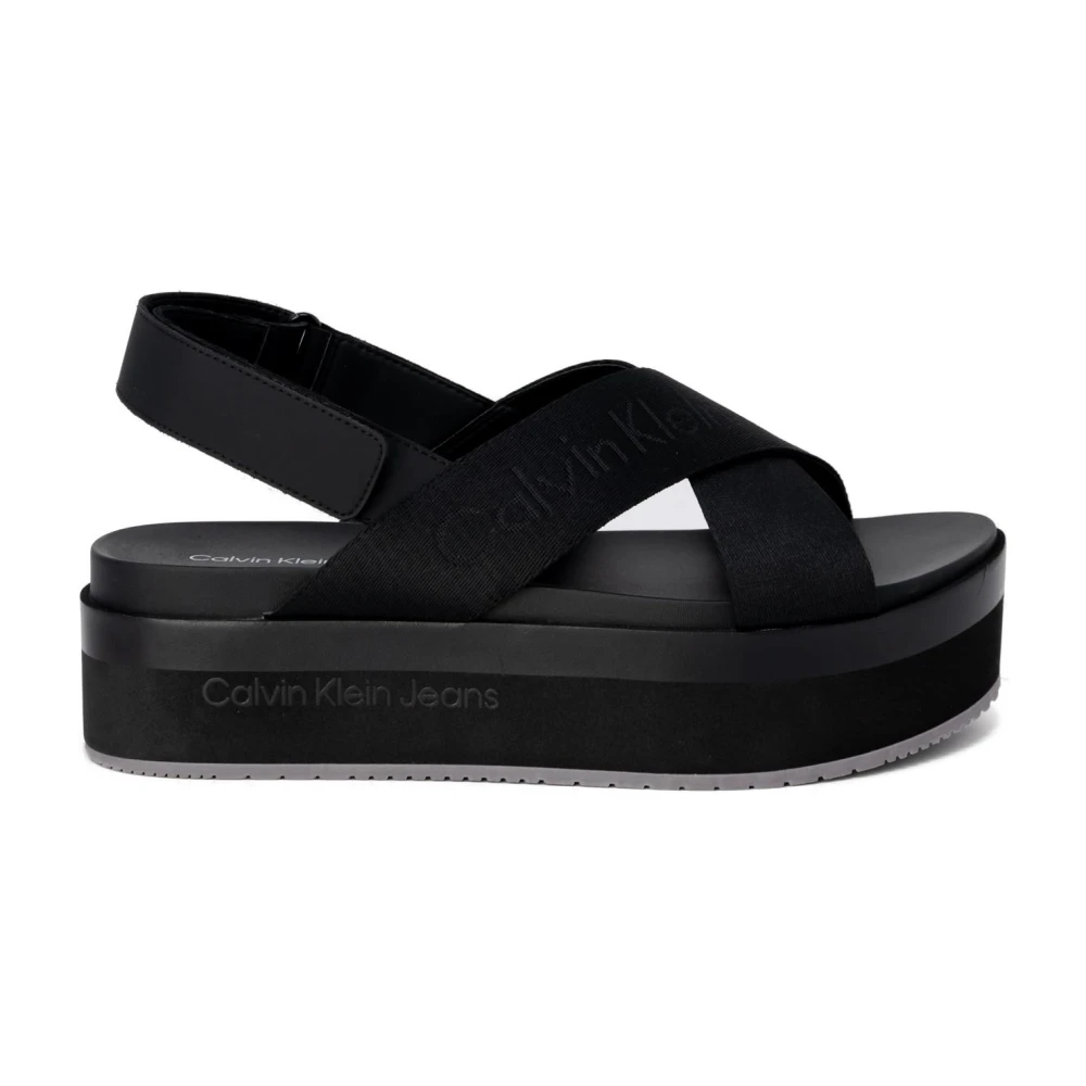 Calvin Klein Jeans Plattforms Sandaler Vår/Sommar Kollektion Black, Dam