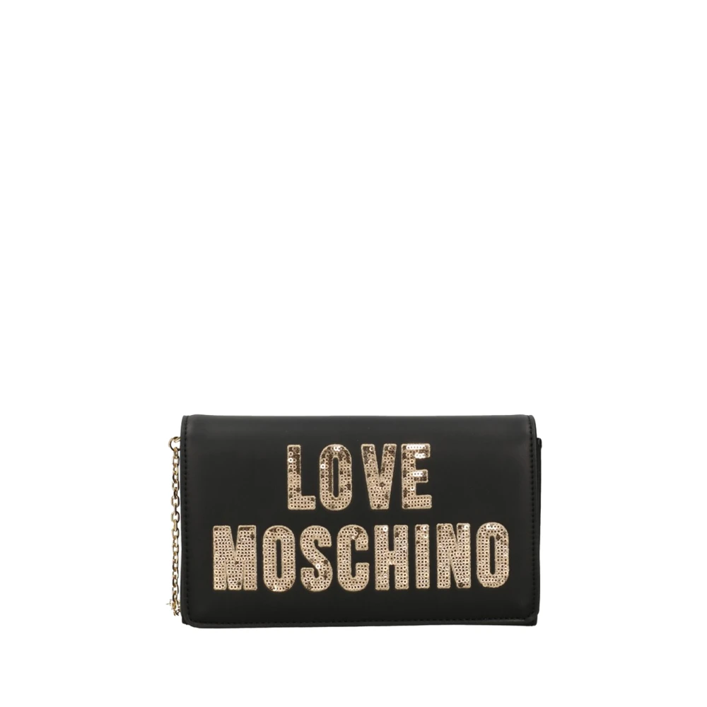 Love Moschino Sprankelende Logo Crossbody Tas Black Dames
