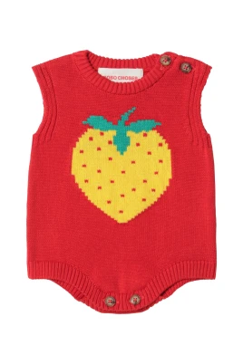 Pixel Strawberry Knitted Romper