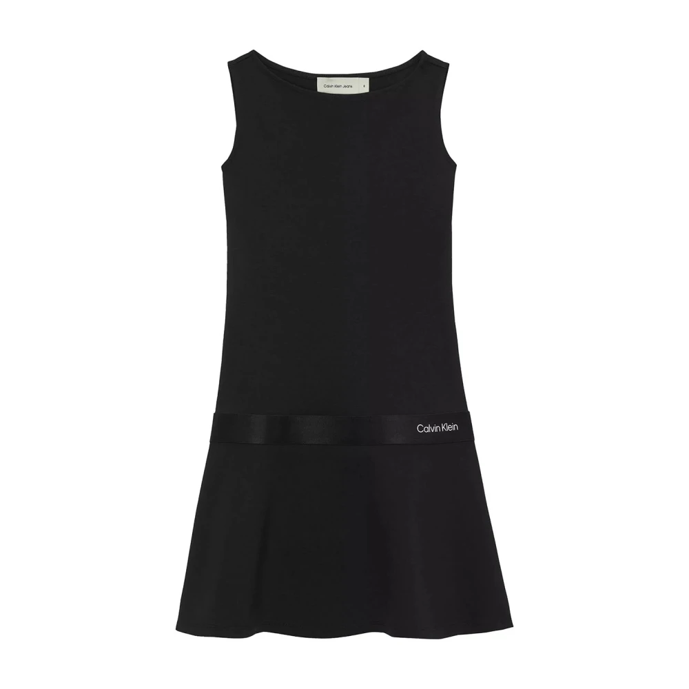 Calvin Klein Jeans Black Dresses, Female, 12 Y, Punto Milano Round Neck Dress