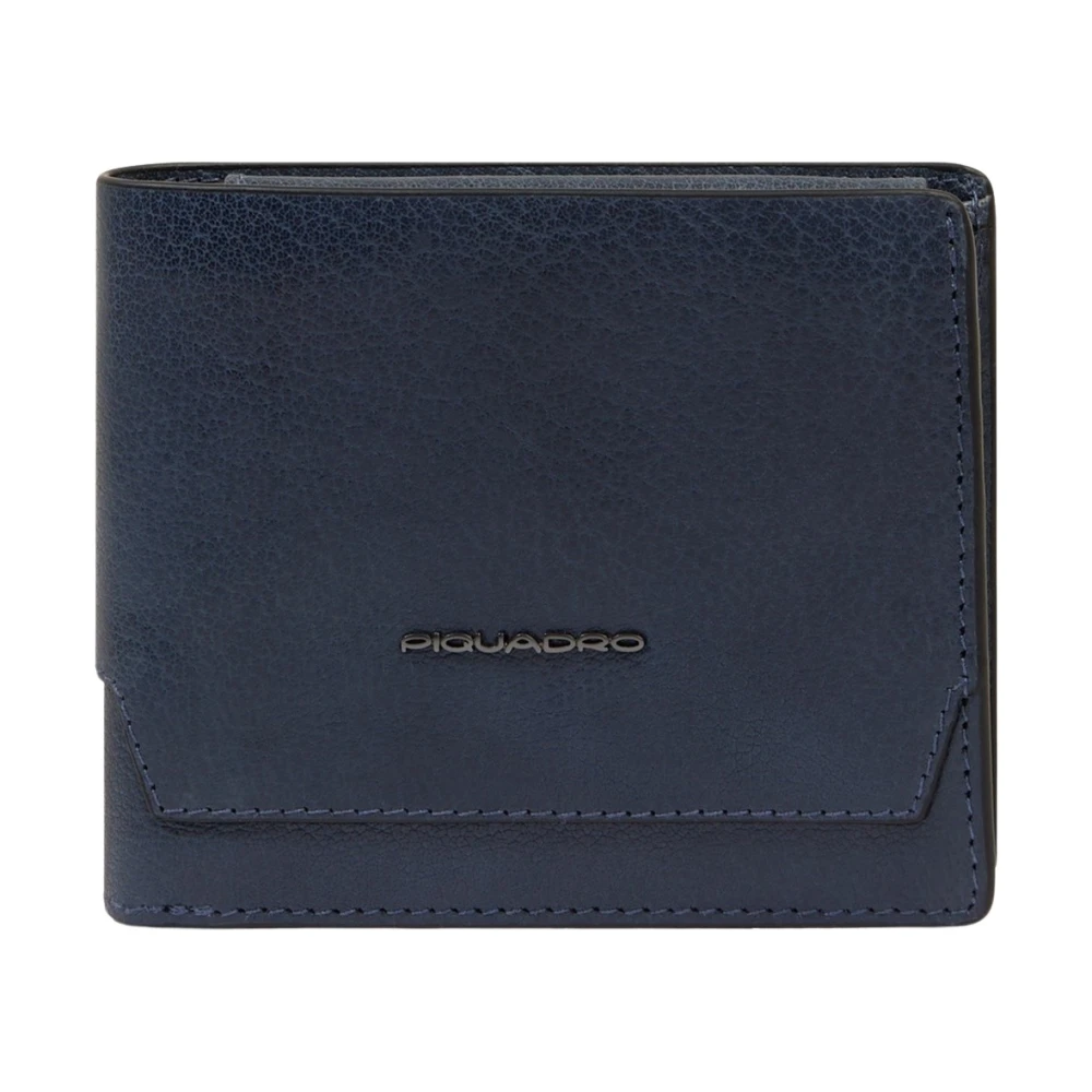 Piquadro Mannelijk Blauw Accessoires Heren, One Size, Leer, Wallet Met Opklapbaar Id-Venster