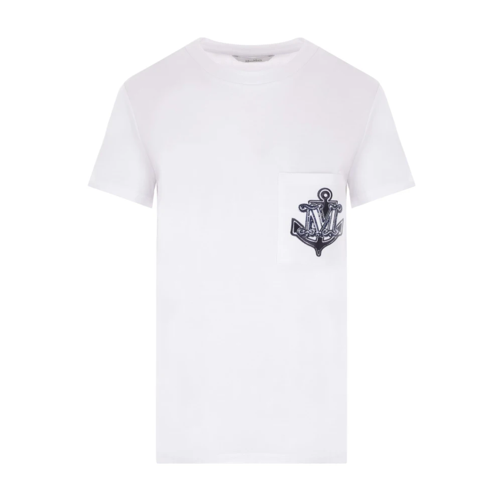 Max Mara Witte Katoenen T-shirt met Borduurwerk White Dames