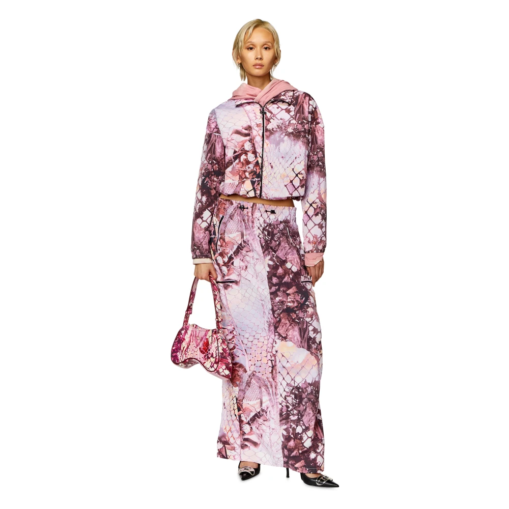 Diesel Nylon windbreaker with abstract print Multicolor Dames