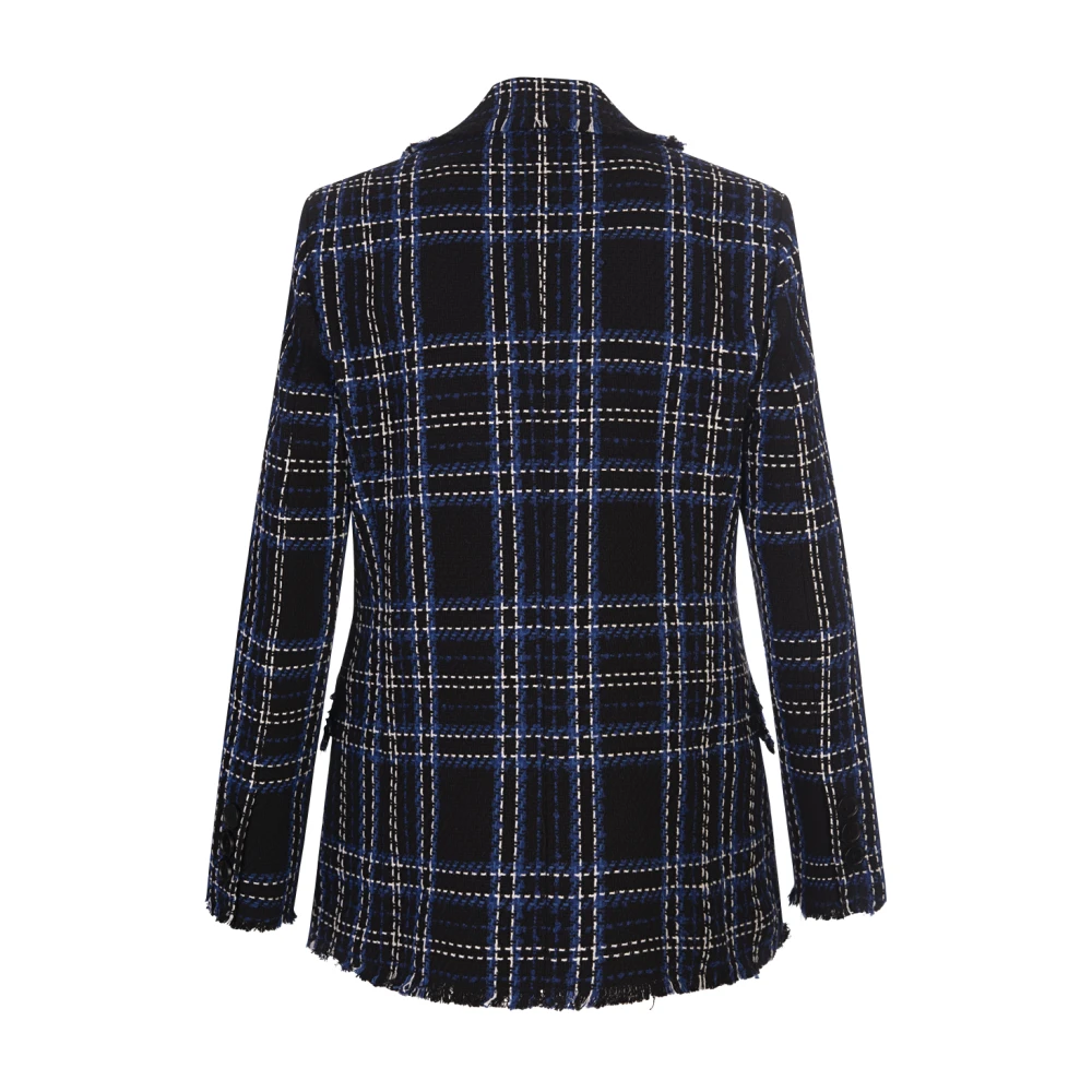 Msgm Blauwe Wol Tweed Double Breasted Blazer Blue Dames