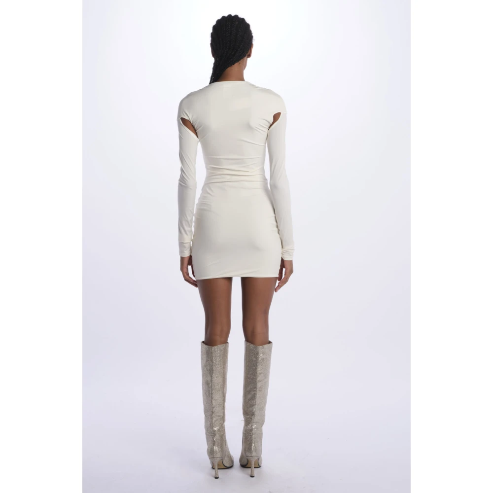 Amazuin Witte Mini Jurk met Voor Knoop White Dames