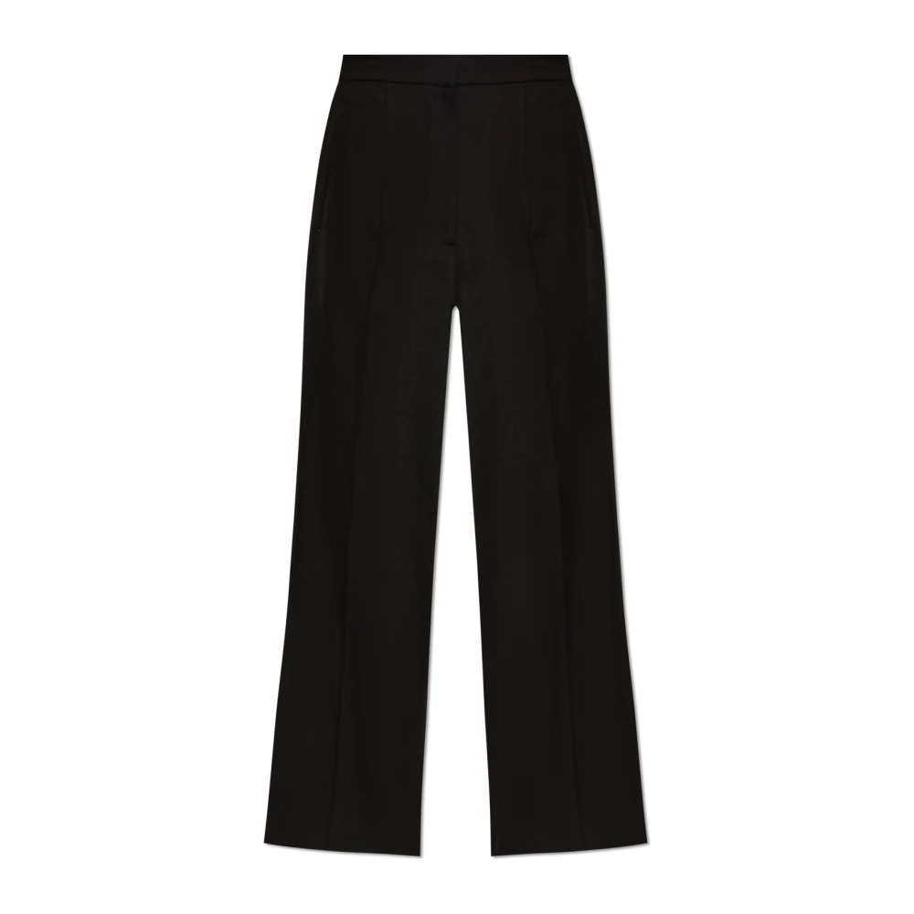 Alexander mcqueen Zwarte Wol Twill Wijde Pijp Broek Black Dames