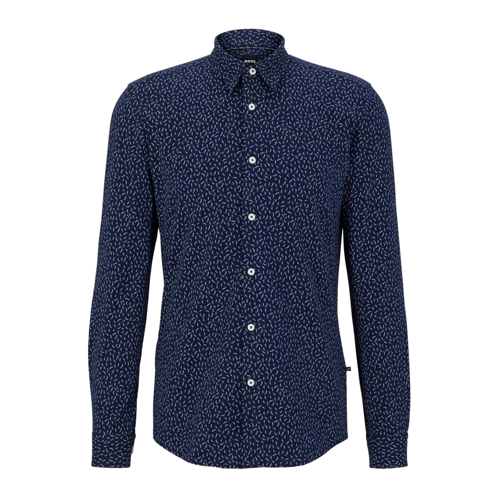 Boss Elegant Slim-Fit Overhemd met Kentkraag Blue Heren