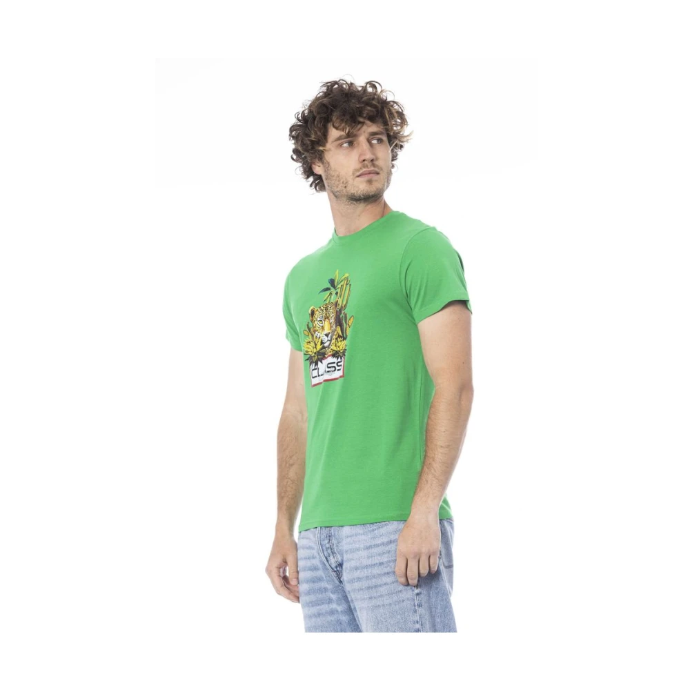 Cavalli Class Logo Print Ronde Hals T-Shirt Green Heren