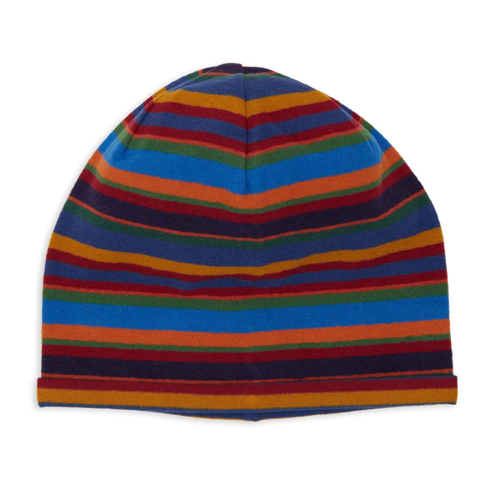 Gallo Unisex blauwe fleece muts met veelkleurige strepen Multicolor Unisex