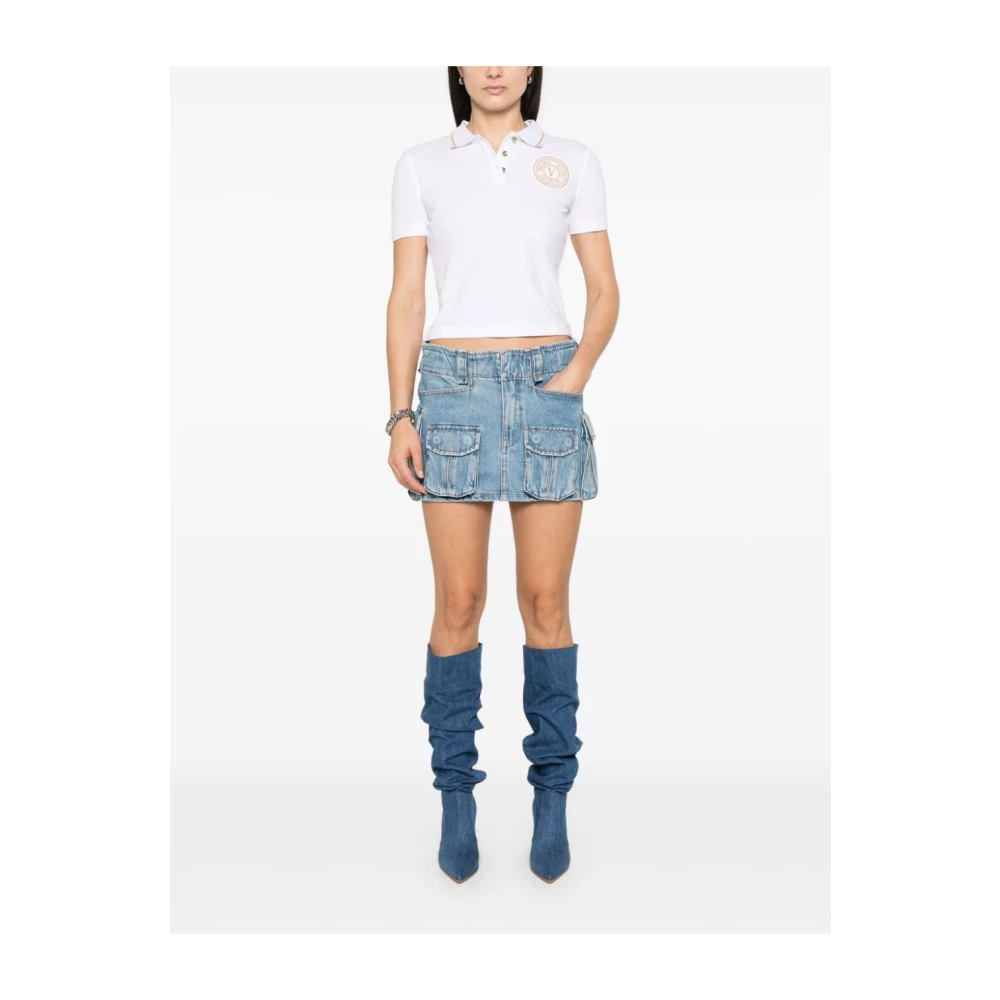 Versace Jeans Couture Bianco E Oro T-shirts & Polos White Dames