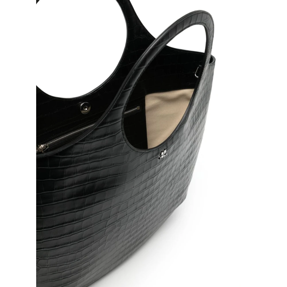 Courrèges Geëtste Krokodileffect Zwarte Tas Black Dames