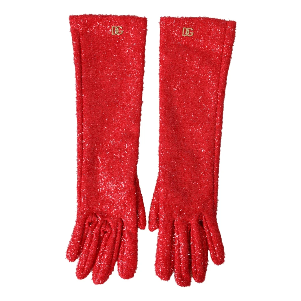 Dolce & Gabbana Women's Red Lurex Arm Length Fashion Gloves