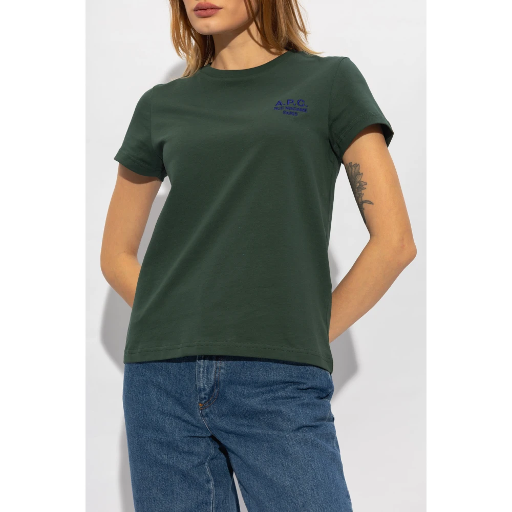 A.p.c. Denise T-shirt met logo Green Dames