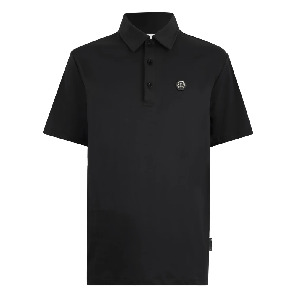 Philipp Plein Men's Black Polo Shirts, 2XL, Classic Polo Shirt Hexagon