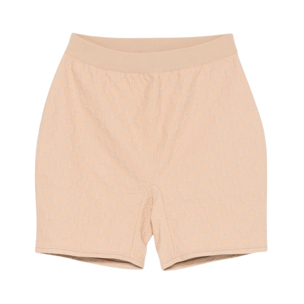Gucci Women's Beige Casual Shorts, M, Gg Jersey Jacquard Shorts