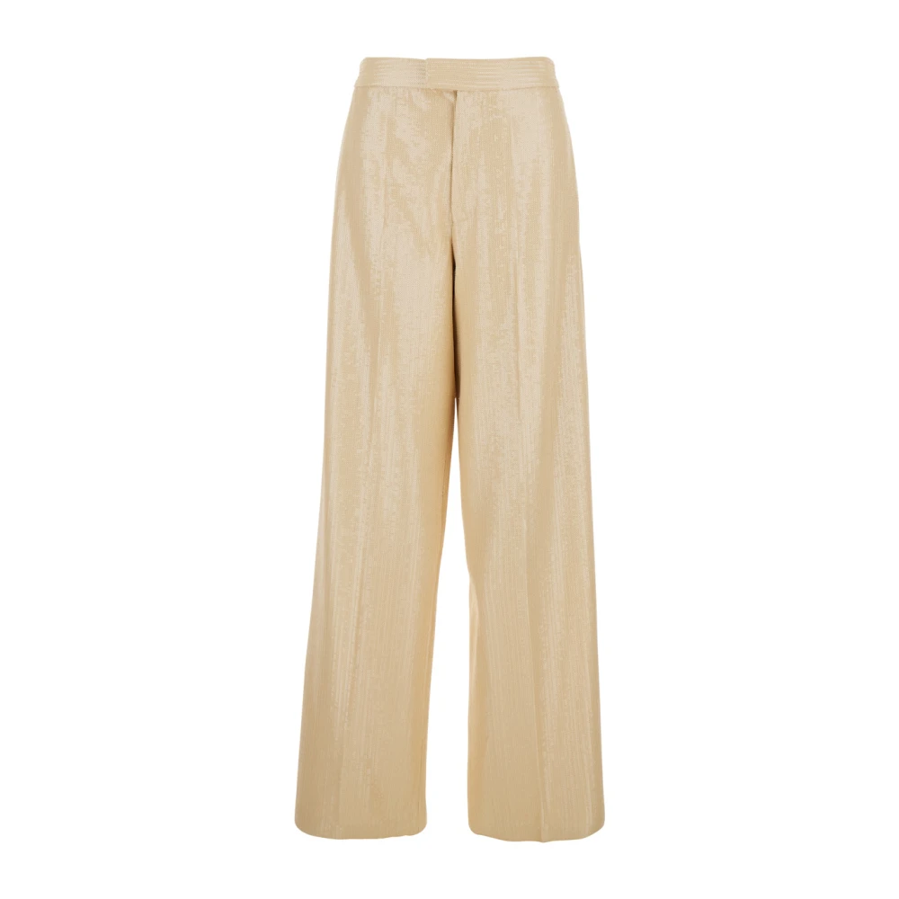 Federica Tosi Paillet Beige Broek Vrouw Tech Stof Beige Dames