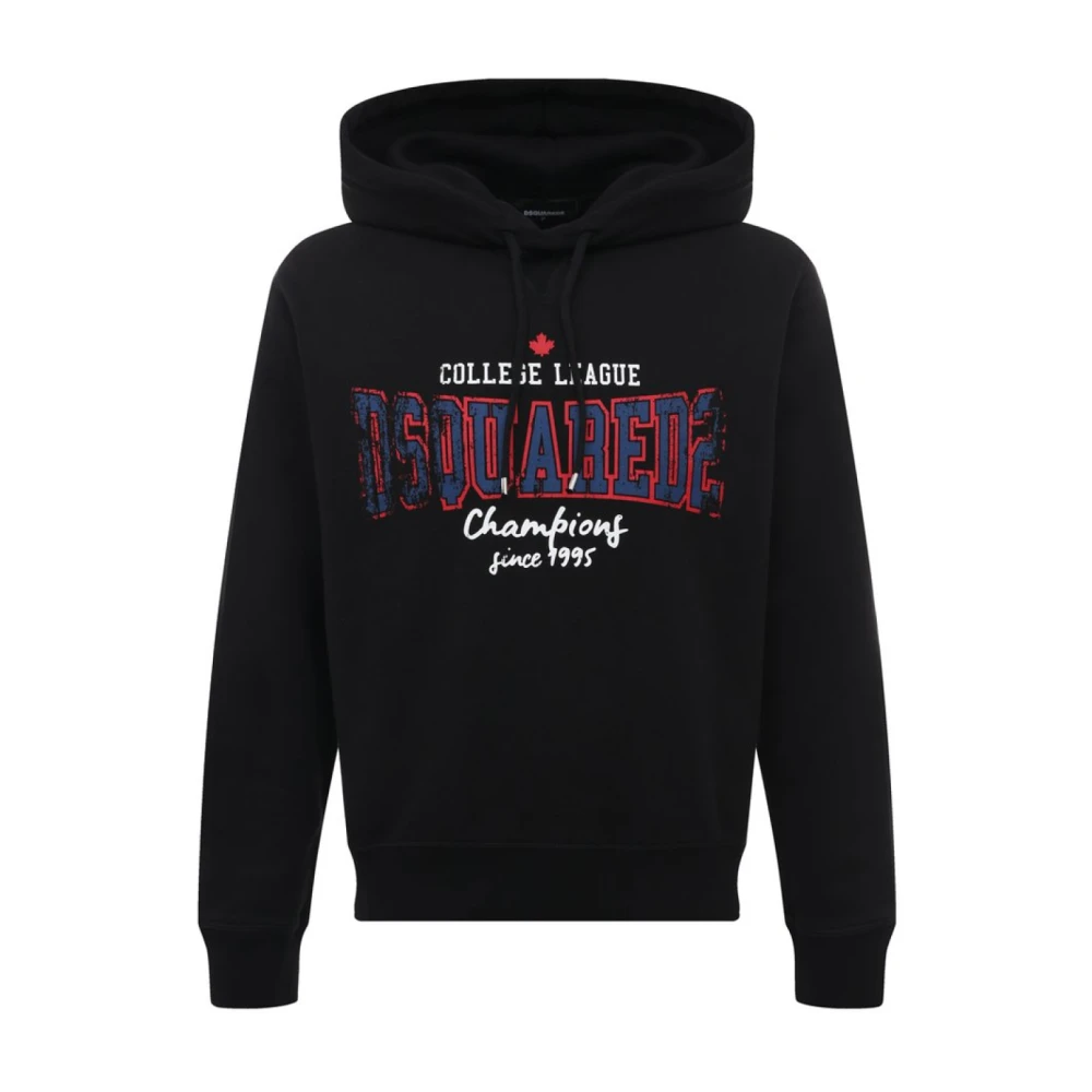 Dsquared2 Black College League Logo Cool Fit Hoodie - Male - Hoodies - L - Sweatshirts & Hoodies
