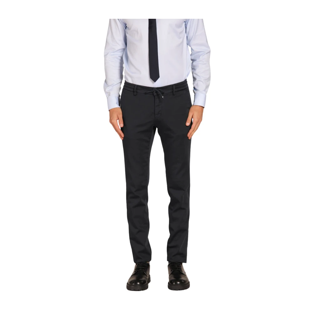 Mason's Slim Fit Jersey Chino Broek Navy Blauw Blue Heren