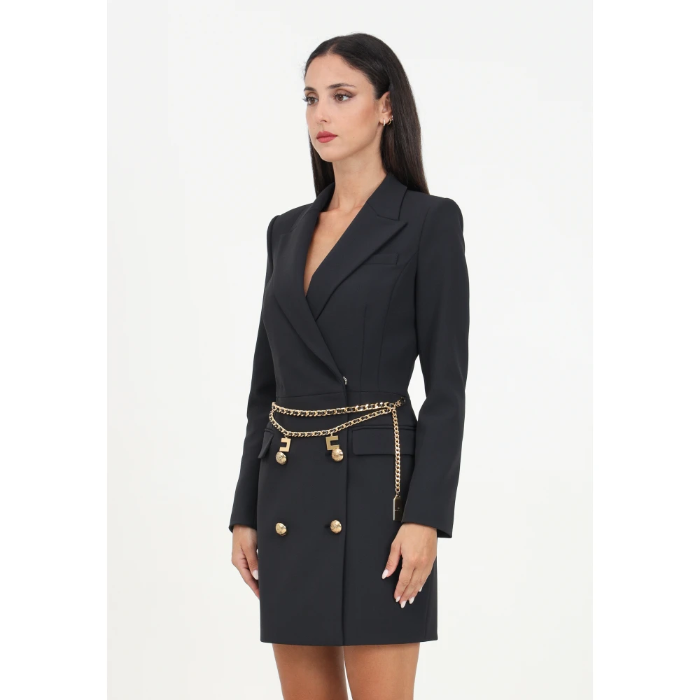 Elisabetta Franchi Zwarte Korte Double-Breasted Jurk Black Dames