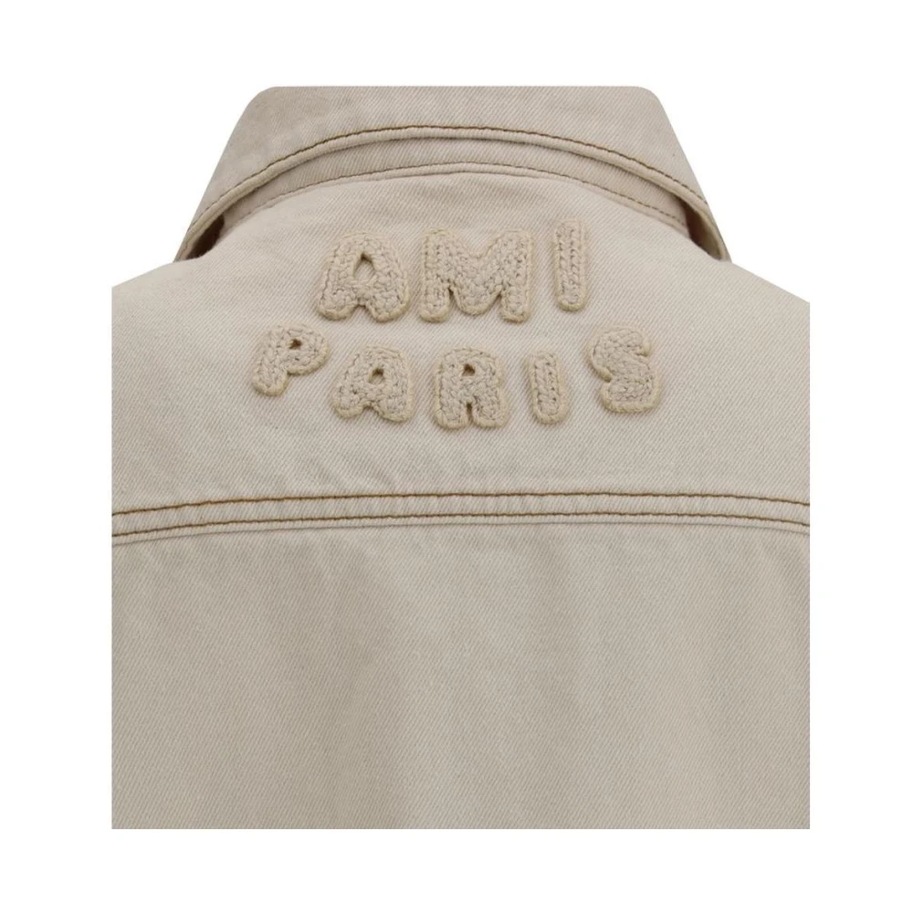 Ami Paris Classic Denim Jack met Zakken Beige Heren