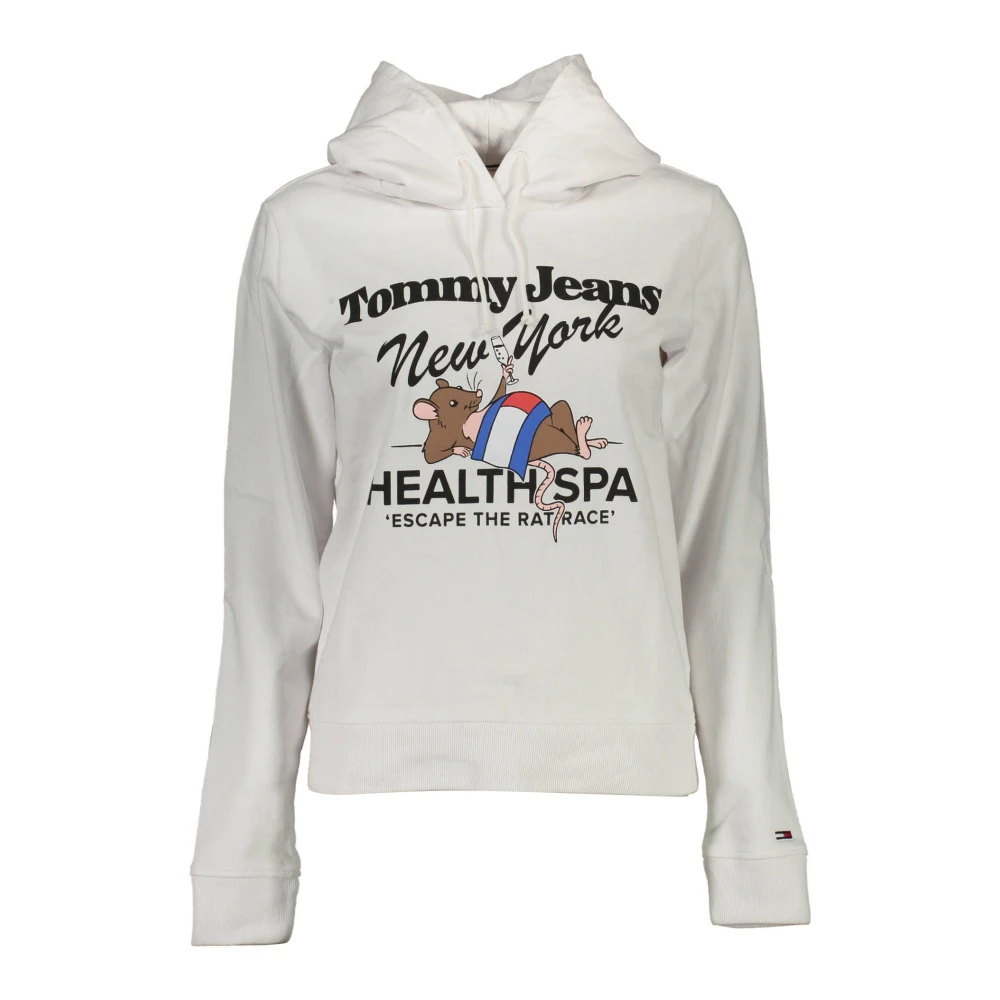 Tommy Hilfiger Women's White Hoodies,, Cotton Jumper With Hood And Logo Large