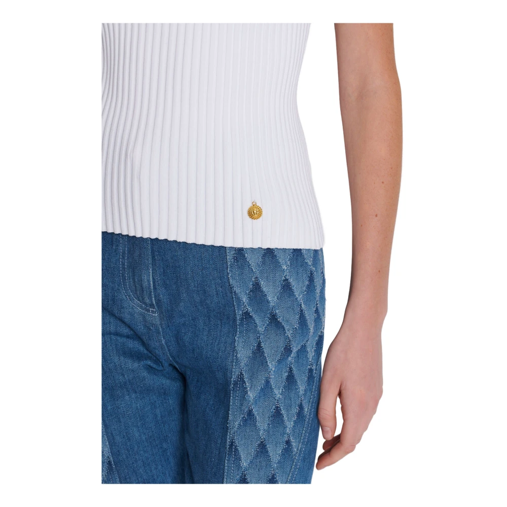 Balmain Geplooide gebreide top White Dames