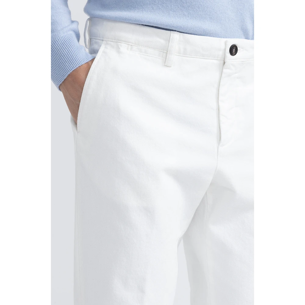 PESERICO Witte bull denim chino's White Heren