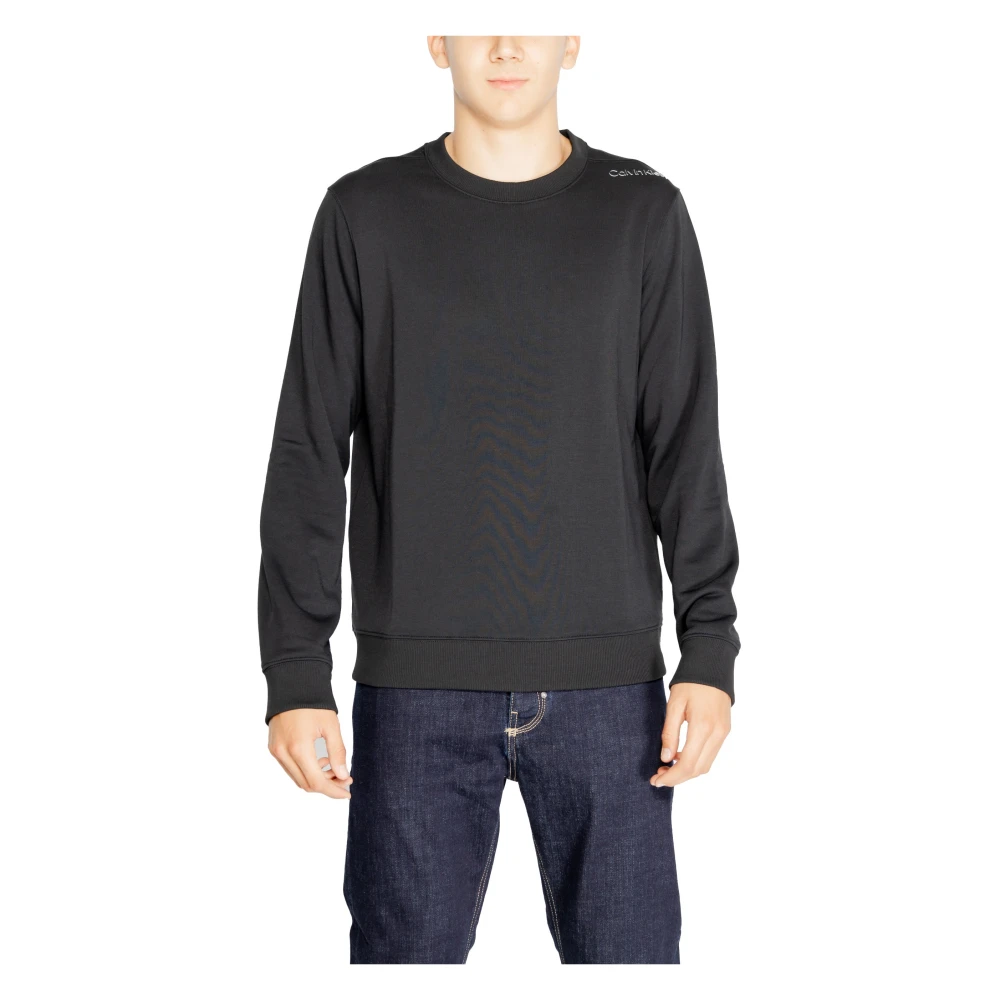 Calvin Klein Zwarte Ronde Hals Sweatshirt voor Mannen Black Heren