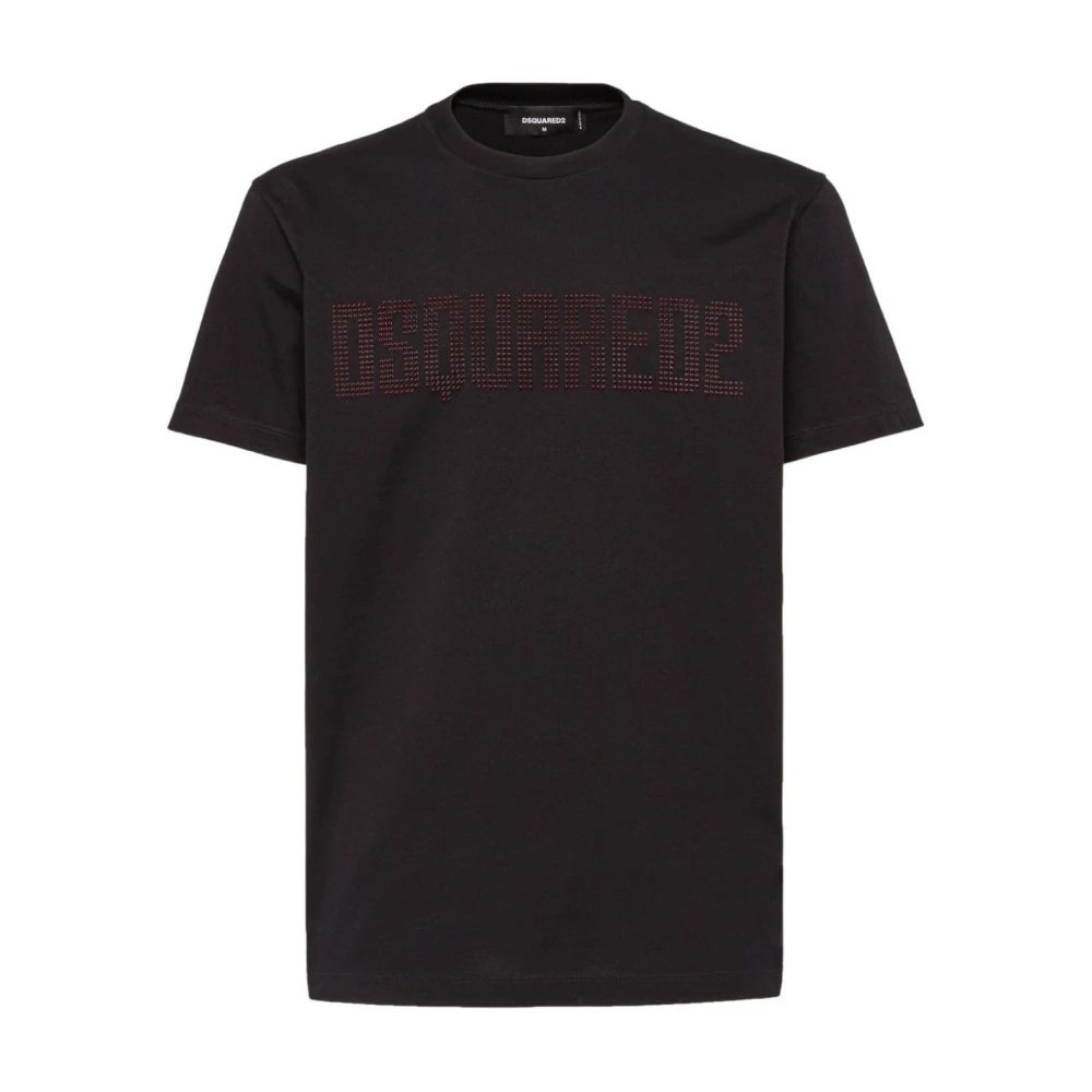 Dsquared2 Kristalversierde Crew Neck T-shirt Black Heren